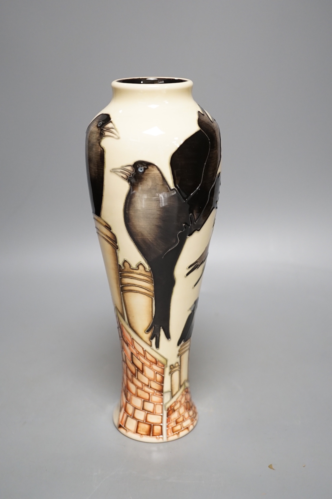 A Moorcroft 'jackdaws' vase by Keery Goodwin, limited edition 29/50, 2014,boxed, 27 cms high.